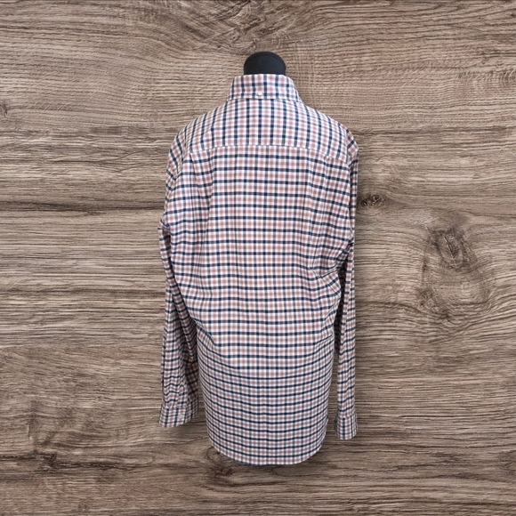 L.L. Bean Men's Slightly Fitted  Plaid Shirt - Blue and Pink Size MED TALL - Picture 2 of 7
